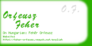 orfeusz feher business card